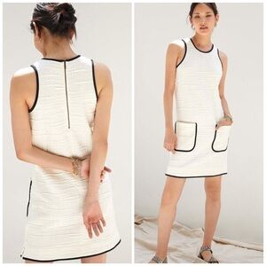 Anthropologie Maeve Patch Pocket Mini Dress White Black Size Small